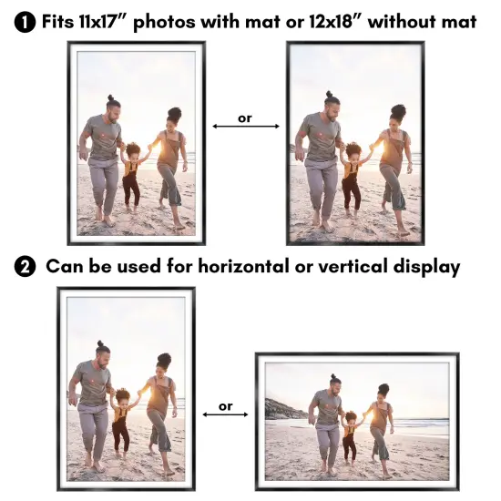 Americanflat Aluminum Picture Frame with Mat - Metal Photo Frame - Black Metal Molding Frame - Shatter Resistant Glass - Hanging Hardware {10}