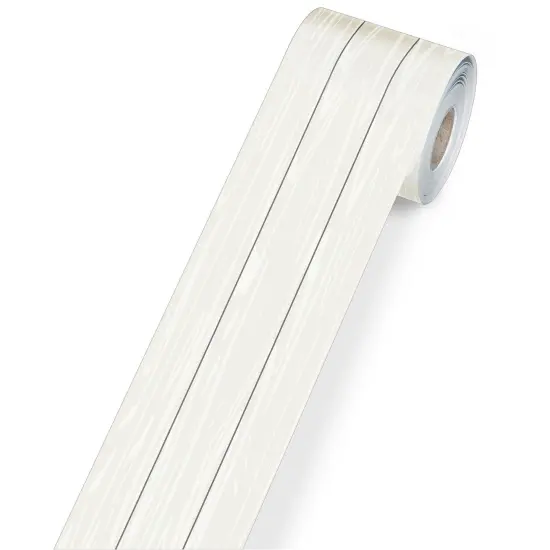White Wood Grain Rolled Straight Borders, 65 Feet Per Roll, Pack of 3 {2}