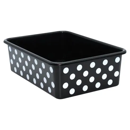 White Polka Dots on Black Large Plastic Storage Bin, Pack of 3 {2}