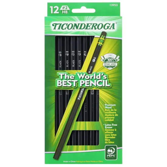 Wood-Cased Pencils, Black, 12 Per Pack, 3 Packs {3}