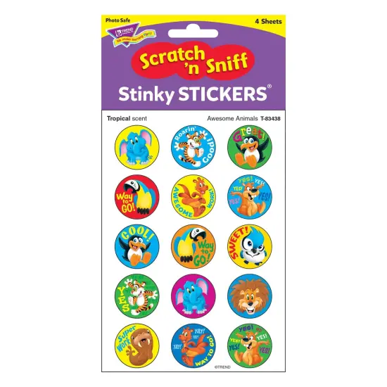 Awesome Animals/Tropical Stinky Stickers&reg;, 60 Per Pack, 6 Packs {3}