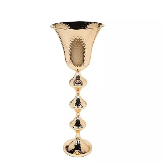 GOLD 24" tall Metal Hammered Trumpet Vase Wedding Party {1}