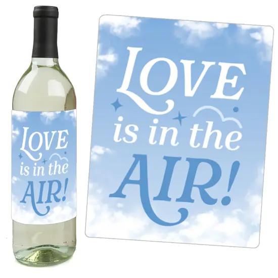 Big Dot of Happiness On Cloud 9 - Bridal or Bachelorette Party Decorations for Women and Men - Wine Bottle Label Stickers - Set of 4 {5}