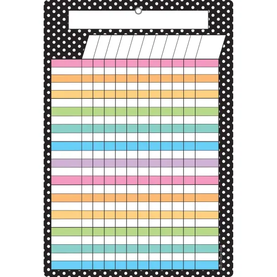 Smart Poly Chart, 13" x 19", B&W Polka Dots Incentive, w/Grommet, Pack of 6 {2}