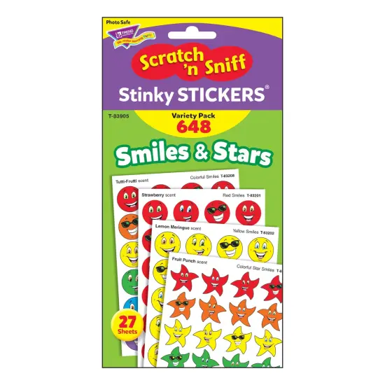 Smiles & Stars Stinky Stickers&reg; Variety Pack, 648 Per Pack, 2 Packs {3}