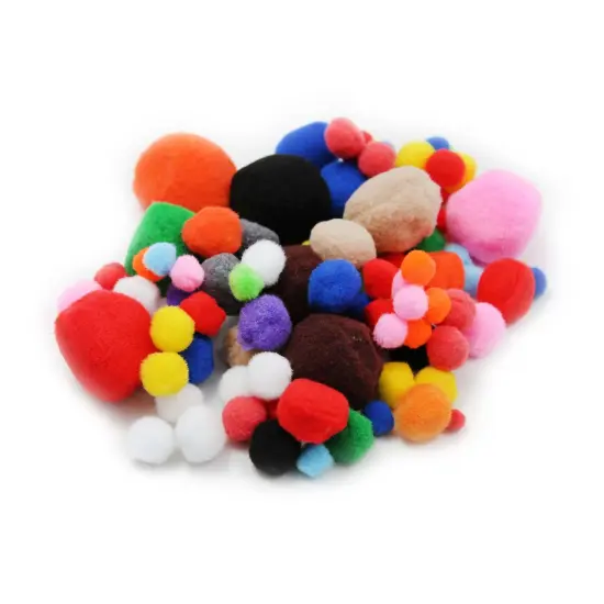 Pom-Poms, Assorted Sizes/Colors, 100 Per Bag, 6 Bags {2}