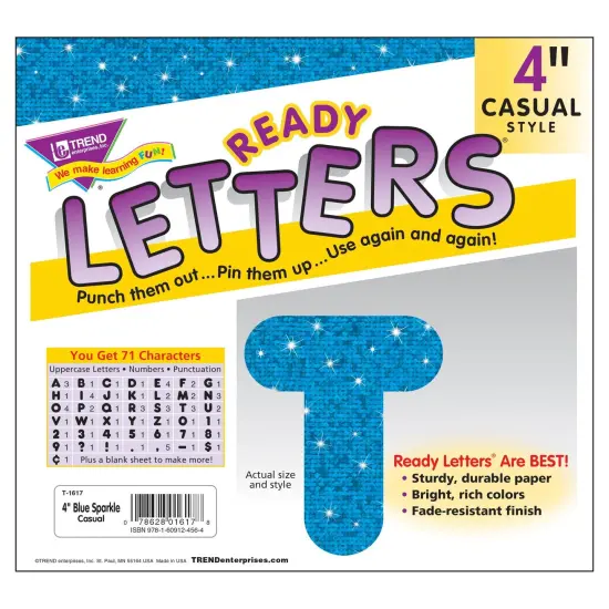 Blue Sparkle 4" Casual Uppercase Ready Letters&reg;, 71 Per Pack, 3 Packs {2}