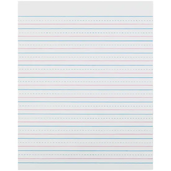 Sulphite Handwriting Paper, Dotted Midline, Grade 2, 1/2" x 1/4" x 1/4" Ruled Short, 8" x 10-1/2", 500 Sheets Per Pack, 2 Packs {2}