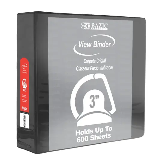 Slant D Ring View Binder with 2 Pockets, 3", Black, Pack of 3 {2}