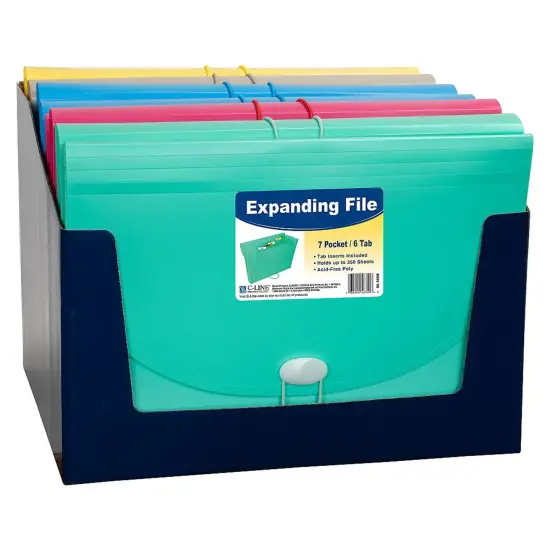 7-Pocket Expanding File, Assorted Tropic Tones, Pack of 3 {3}