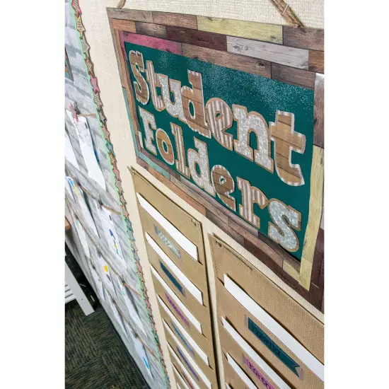 File Storage Pocket Chart, 10 Pockets, Burlap Design, 14" x 58" {2}