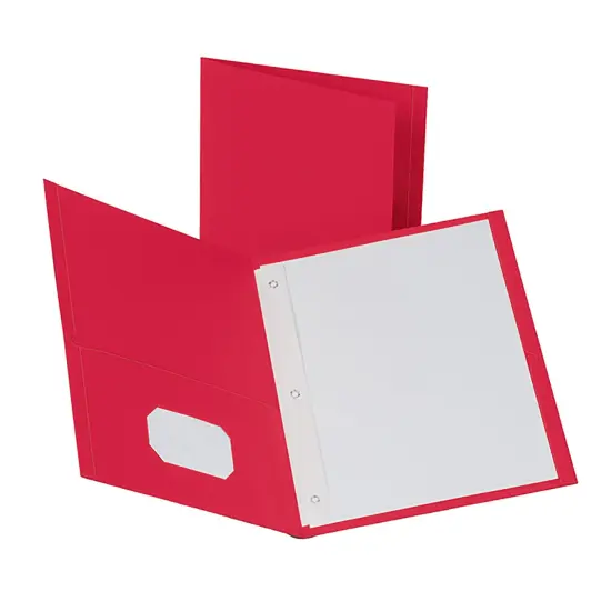 Twin Pocket Folders with Fasteners, Red, Box of 25 {1}