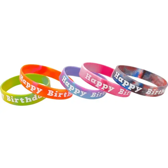 Tie-Dye Happy Birthday Wristbands, 10 Per Pack, 6 Packs {1}