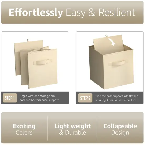 Sorbus 11 Inch 4 Pack Foldable Fabric Storage Cube Bins with Handles - for Organizing Pantry, Closet, Nursery, Playroom, and More Pastel 2 {10}