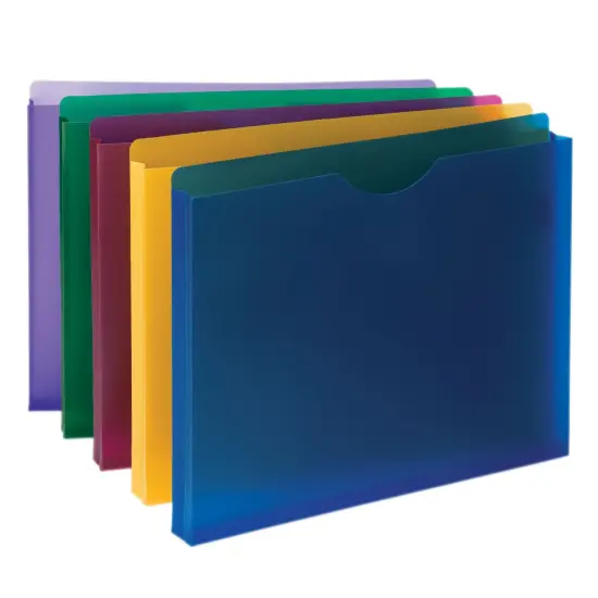 Poly File Jacket, Straight-Cut Tab, 1" Expansion, Letter Size, Assorted Colors, 10 Per Pack {1}