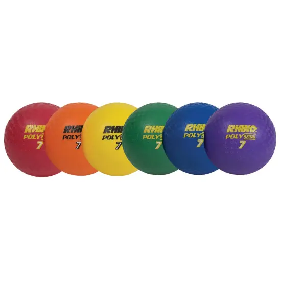 Rhino&reg; Poly 7" Playground Ball Set, Assorted Colors, Set of 6 {1}