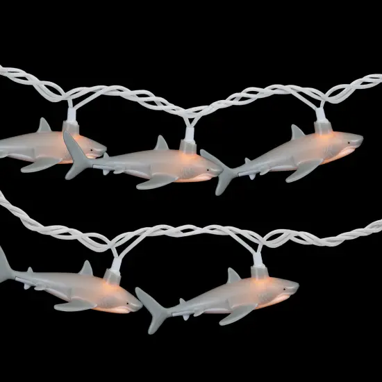 Northlight Shark Indoor Outdoor Patio Light Set - 6'- White Wire - 10ct Gray {4}