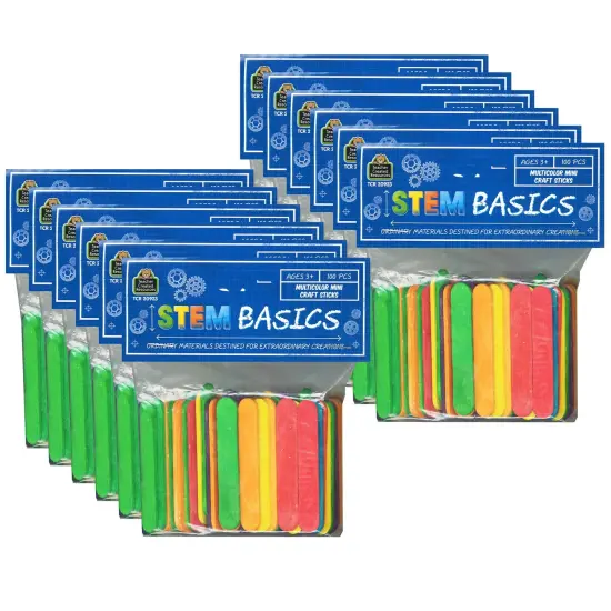 STEM Basics: Multicolor Mini Craft Sticks, 100 Per Pack, 12 Packs {1}
