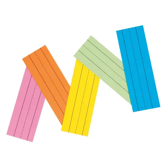 Super Bright Flash Cards, 5 Assorted Colors, 1.5" x 0.75" Ruled 3" x 9", 100 Cards Per Pack, 3 Packs {2}