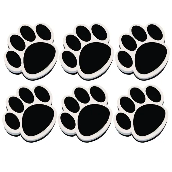 Magnetic Whiteboard Eraser, Black Paw, Pack of 6 {1}