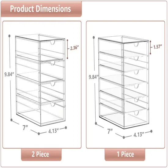 Sorbus 14 Drawers Acrylic Organizer for Makeup, Organization and Storage, Art Supplies, Jewelry, Stationary - 3 Pcs Clear Stackable Storage Drawers {2}