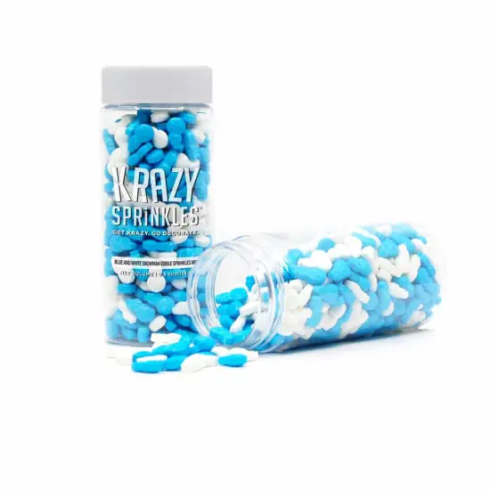 Krazy Sprinkles - Blue and White Snowman (1/2 Cup, 1x Jar) for Cakes, Ice Cream & Cookies {2}