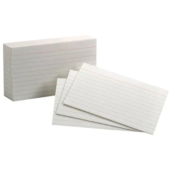 White Commercial Index Cards, 3" x 5", Ruled, 100 Per Pack, 10 Packs {1}