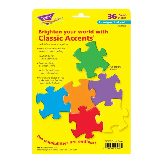 Puzzle Pieces Classic Accents&reg; Variety Pack, 36 Per Pack, 6 Packs {3}