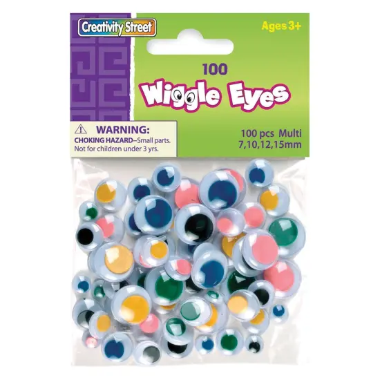 Wiggle Eyes, Multi-Color, Assorted Sizes, 100 Per Pack, 6 Packs {2}