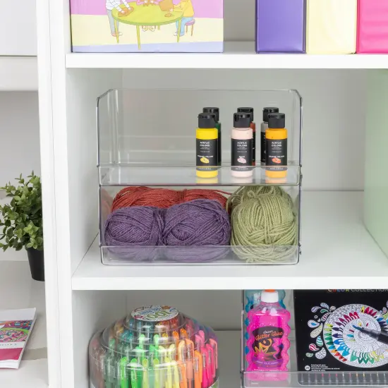 Smart Design Set of 2 Stackable Household Bin - 7 x 12.5 Inch - Clear {2}