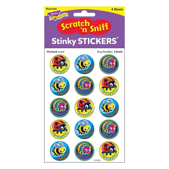 Bug Buddies/Orchard Stinky Stickers&reg;, 60 Per Pack, 6 Packs {4}
