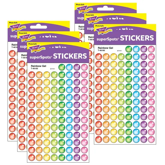 Rainbow Gel superSpots&reg; Stickers, 800 Per Pack, 6 Packs {1}