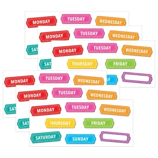 Magnetic Die-Cut Timesavers & Labels, Days of the Week, Chalk Loops, 8 Per Pack, 6 Packs {1}