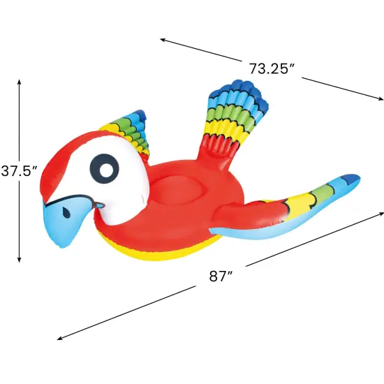 Northlight 87" Red and Blue Jumbo Parrot Ride-On Inflatable Swimming Pool Float Multi {4}
