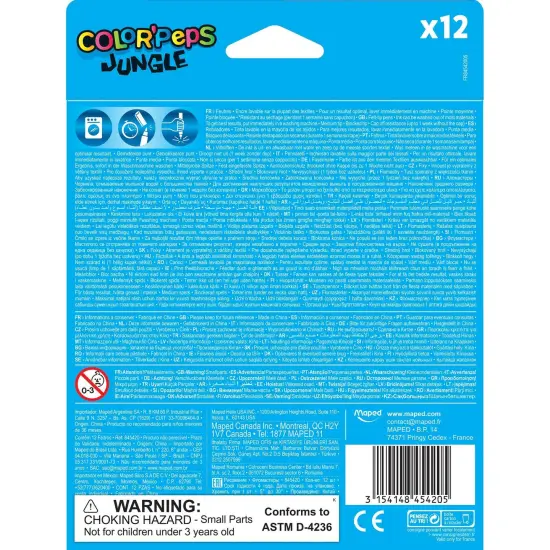 Color'Peps Jungle Fine Tip Ultrawashable Markers, 12 Per Pack, 12 Packs {2}