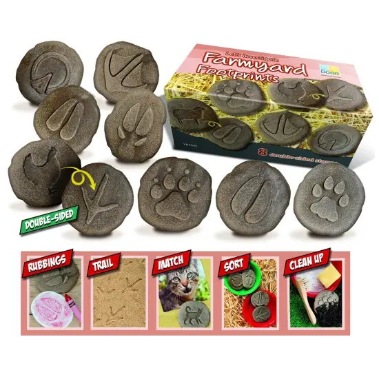 Let's Investigate Farmyard Footprints Stone, Pack of 8 {1}