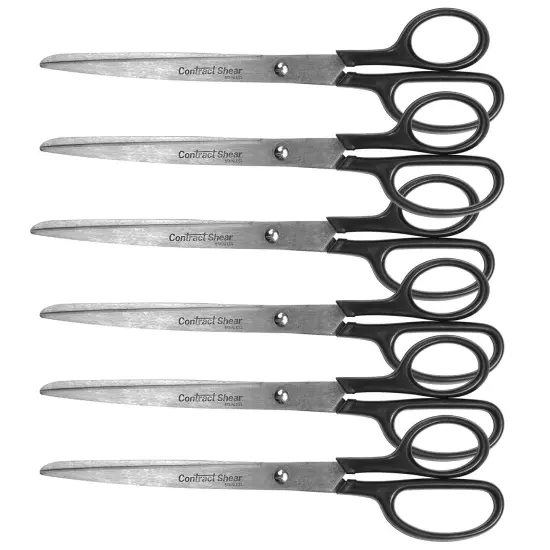 Contract Stainless Steel Scissors 9", Black, Pack of 6 {1}
