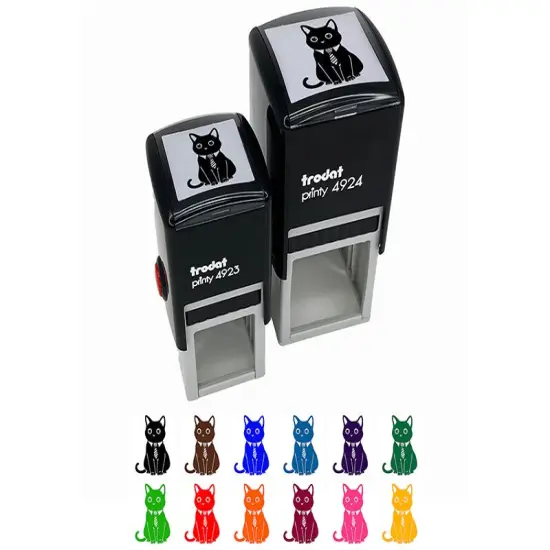 Business Cat with Tie Self-Inking Rubber Stamp Ink Stamper Orange {1}