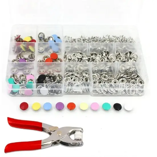 200 Set Metal Snap Button Kit with Fastener Pliers {1}