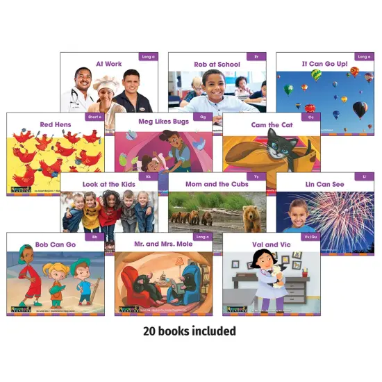 Decodable Readers Grade K Consonants and Short Vowels (u, e), 20 Books {1}