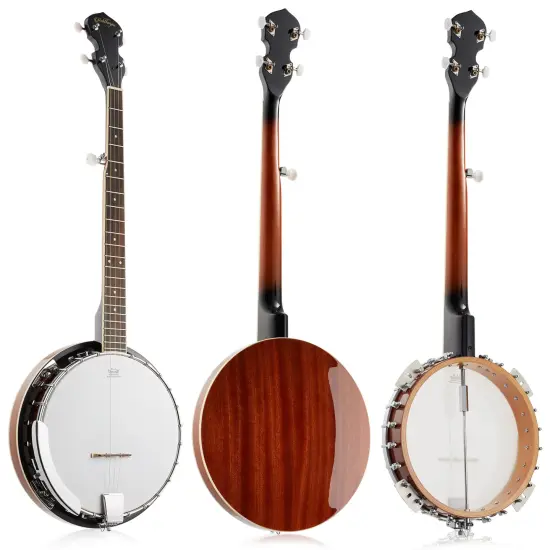 Ashthorpe 5-String Banjo - Full Size with 24 Brackets, Closed Back, Mahogany Resonator, and Geared 5th Tuner {2}