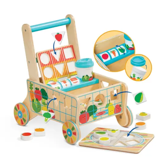 Wooden Shape Sorting Grocery Cart {3}