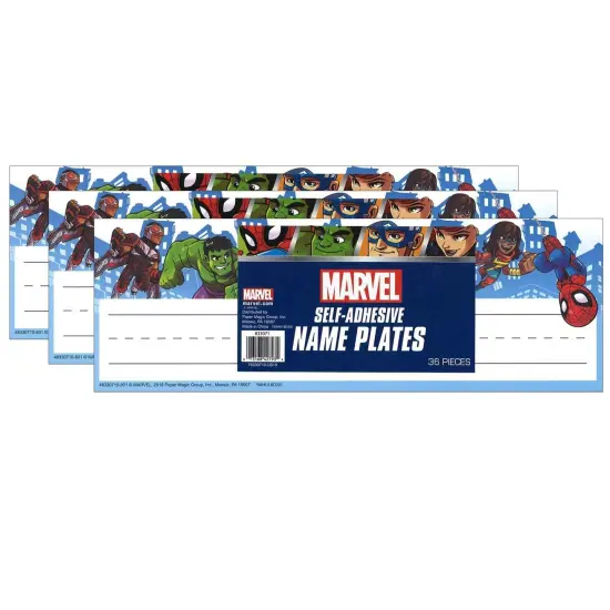 Marvel&trade; Super Hero Self-Adhesive Name Plates, 36 Per Pack, 3 Packs {1}