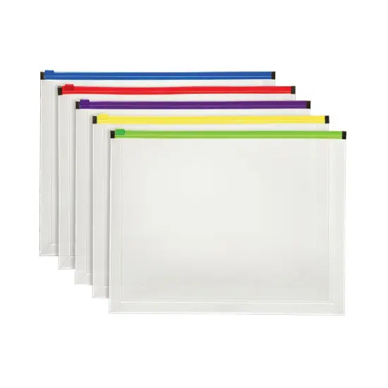 Poly Zip Envelope, Letter Size, Assorted, 5-Pack {1}