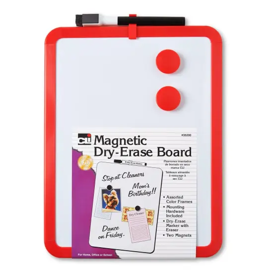 Framed Magnetic Dry Erase Board with Marker & Magnets, Assorted Colors, 8.5" x 11", Pack of 4 {5}