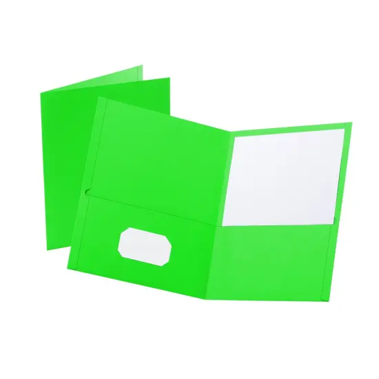 Twin Pocket Folders, Green, 25 Per Box {1}