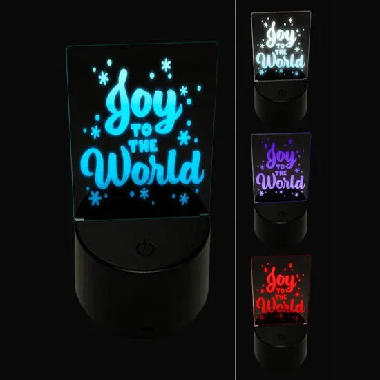 Joy to the World Snowflakes Christmas 3D Illusion LED Night Light Sign Nightstand Desk Lamp {1}