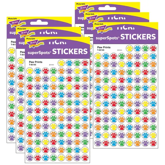 Paw Prints superSpots&reg; Stickers, 800 Per Pack, 6 Packs {1}