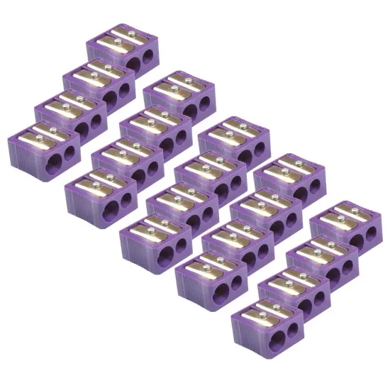 Dual Hole Plastic Pencil Sharpener, Assorted Colors, Pack of 20 {1}