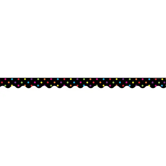 Multicolor Dots on Black Scalloped Border Trim, 35 Feet Per Pack, 6 Packs {6}